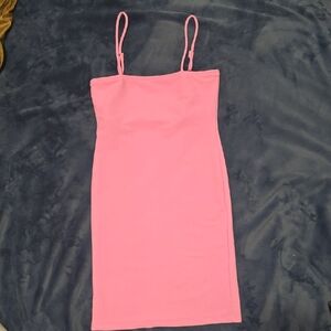Shasa Pink Ribbed Spaghetti Strap Dress
